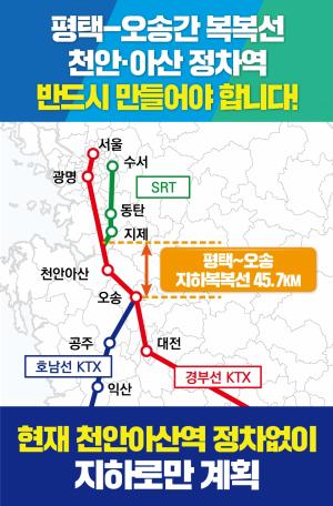 아산시, 평택~오송 복복선 천안·아산 정차역 설치 범시민 서명운동 돌입